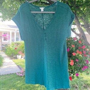 Caslon Teal Long Top